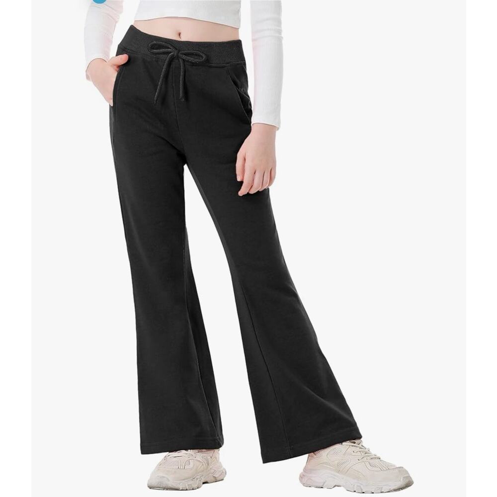 Rolanko Girls Flare Wide Leg Sweatpants Elastic Waist Bell Bottoms Size 150